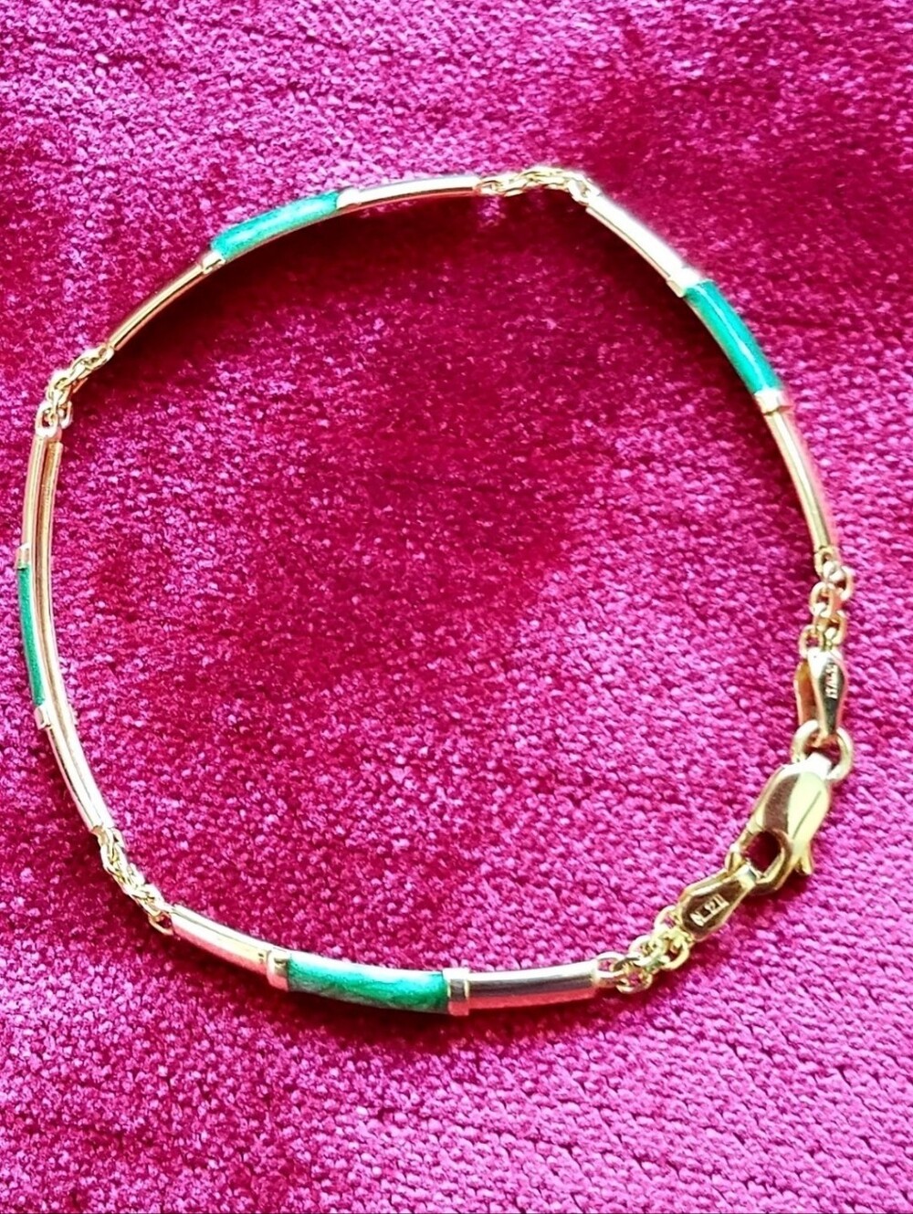 14K Yelow Gold Bracelet With Grin Enamel Design.4.4 Grams.stamped.